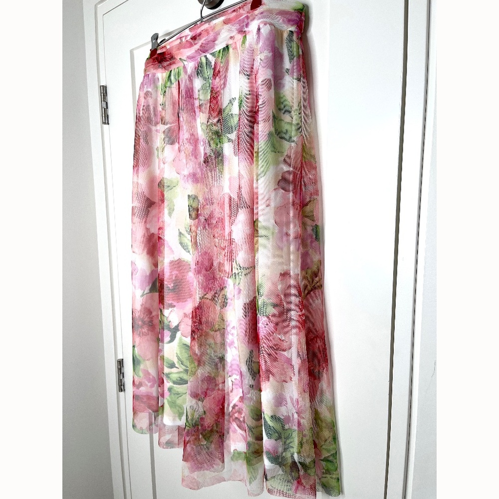Whimsigoth Tulle Layered Floral Midi Skirt - Picture 2 of 9